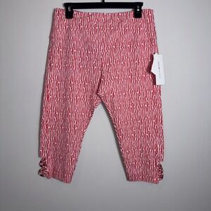 Intro Love The Fit Womens Red Orange Zebra Tummy Control Capri Leggings Petite L